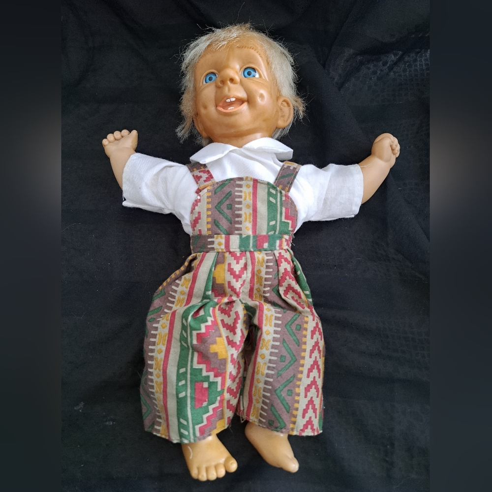 Happy Face Doll Approximately 11 To 12inches Long.  Fabulous Laundered outfit,